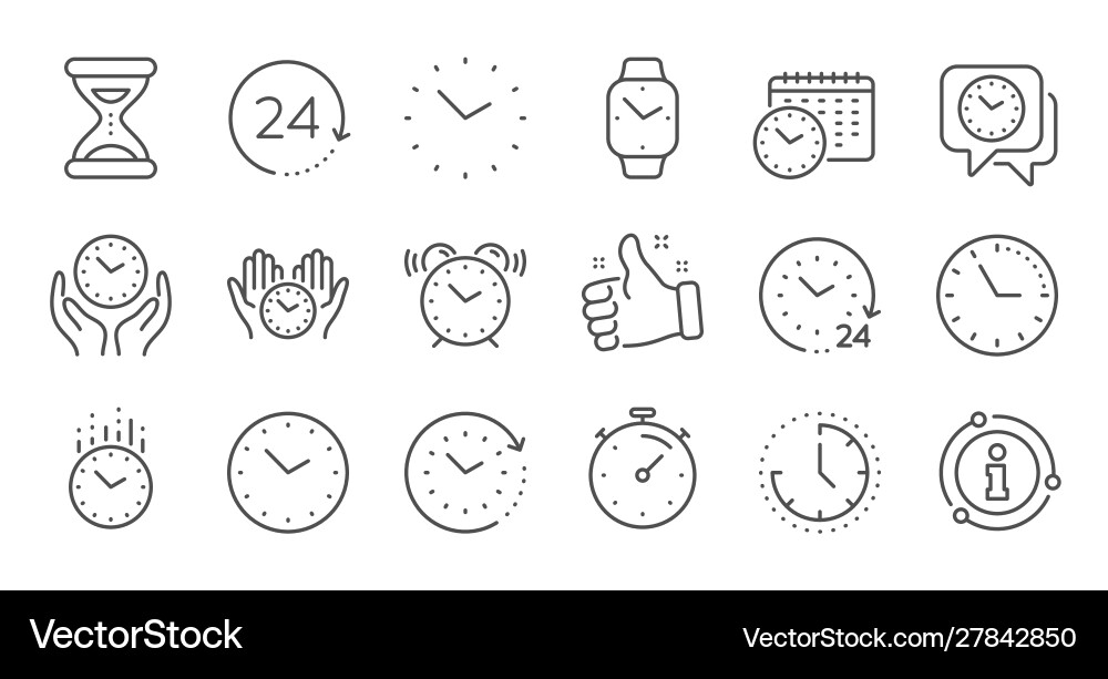 Time and clock line icons timer alarm Vector Image