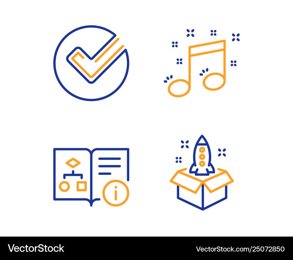 Verify technical algorithm and musical note icons Verify technical algorithm and musical note icons vector image