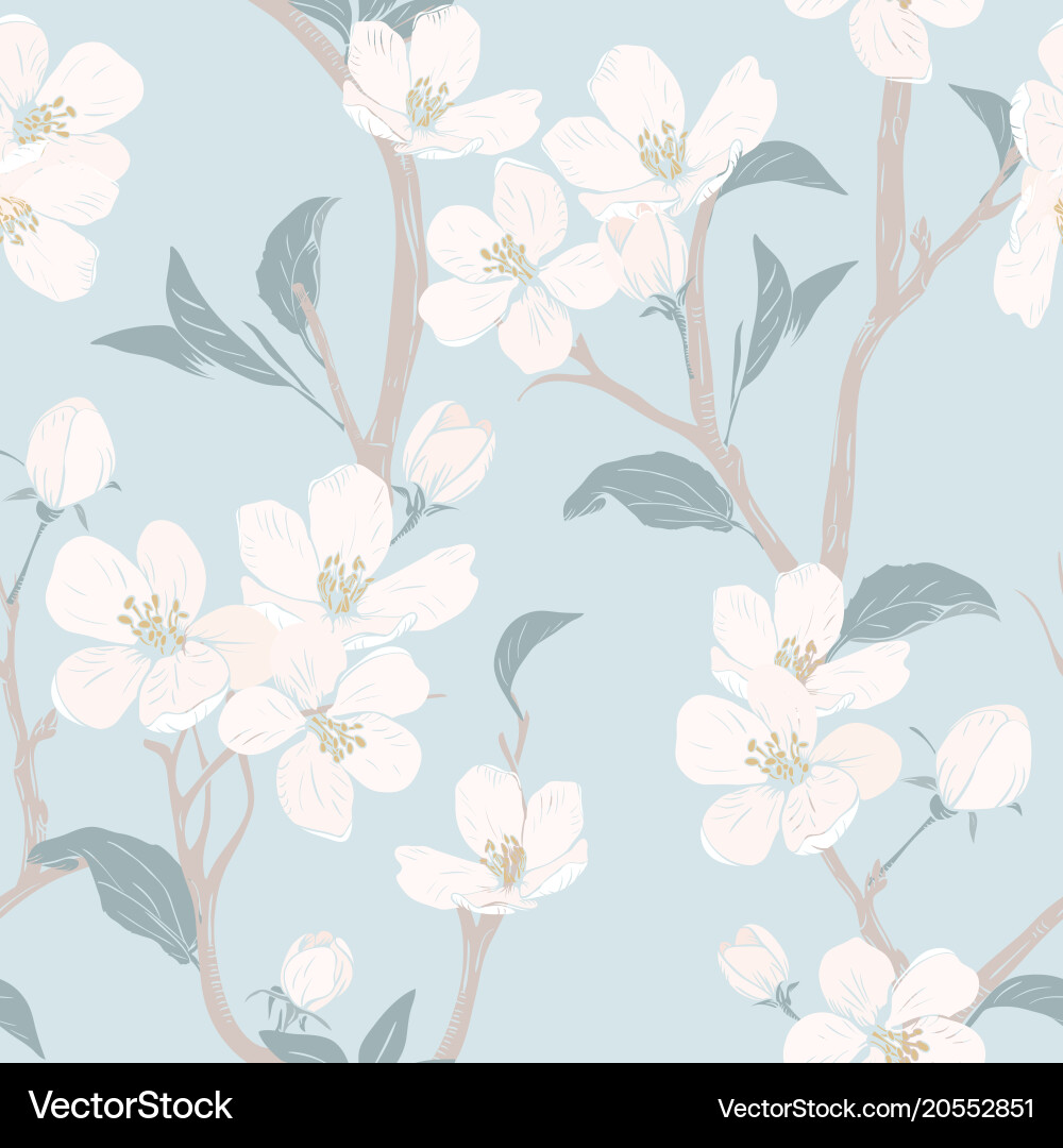 Cherry Blossom Floral Pattern Vector Image