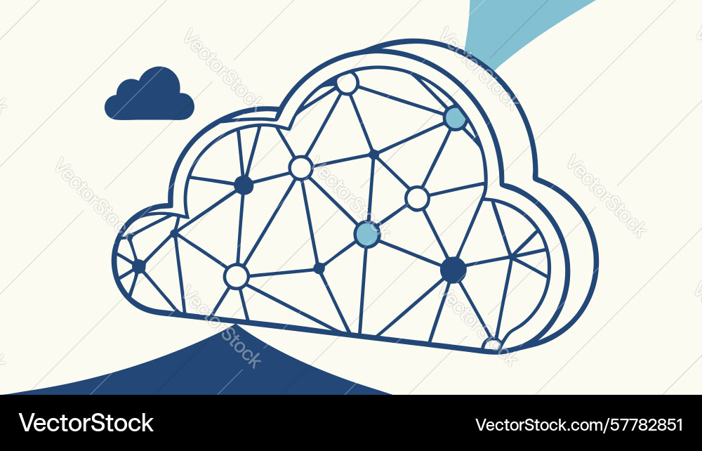 Cloud Computing-Netzwerk mit vernetzten Knoten vektorbild