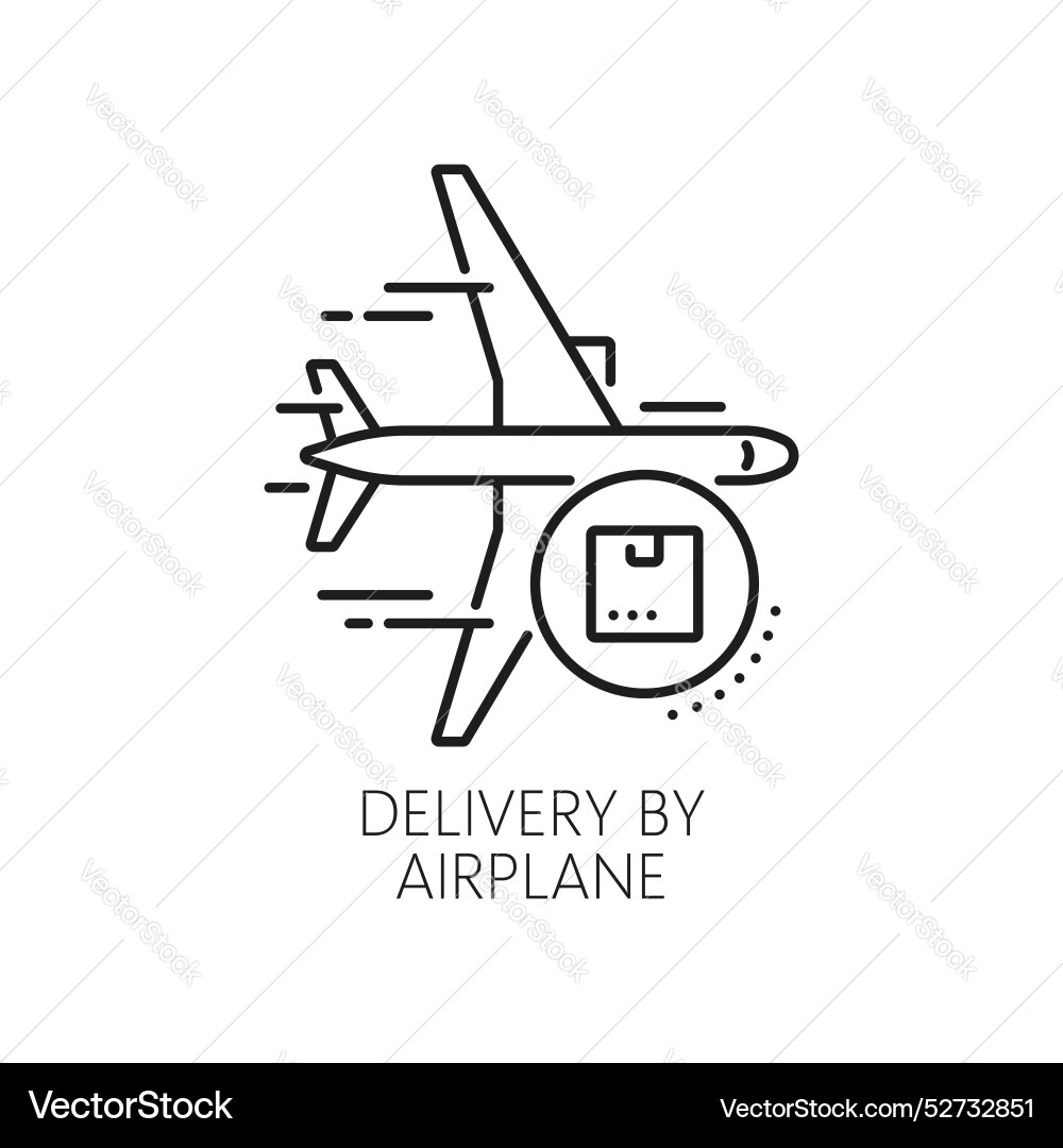 Delivery by airplane line icon shipping logistics Delivery by airplane line icon shipping logistics vector image