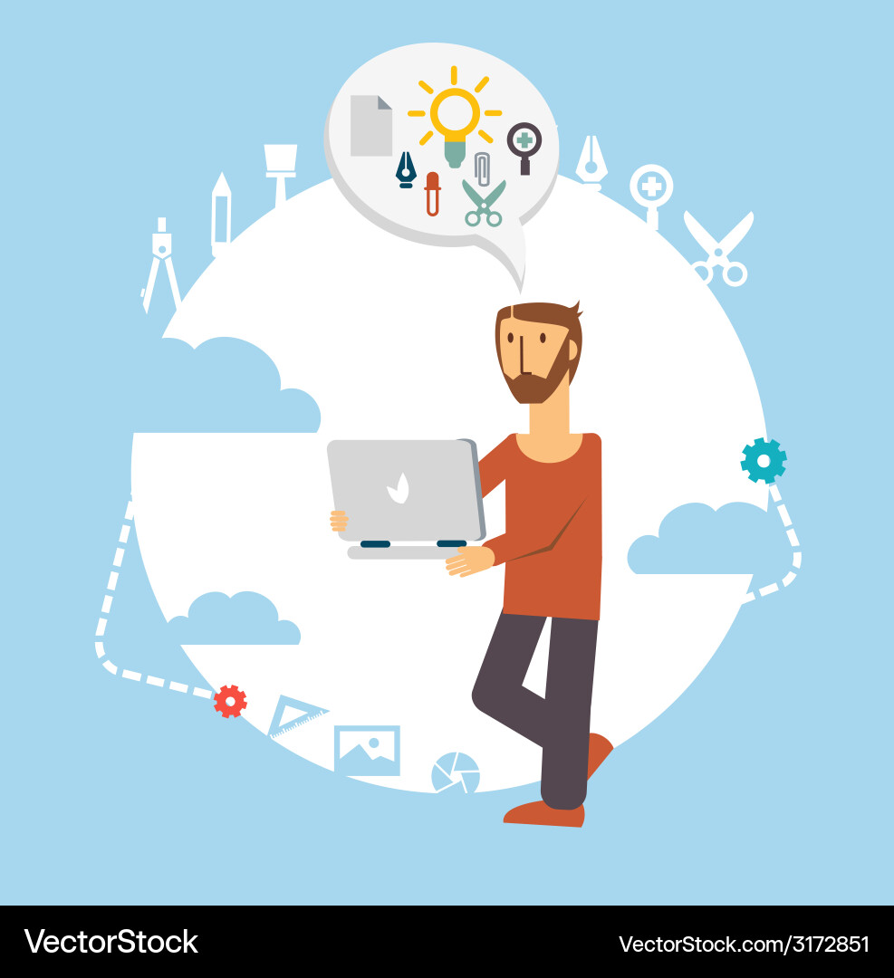 Designer working for the computer vector image