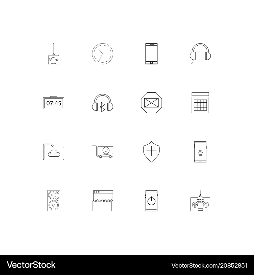 Devices linear thin icons set outlined simple vector image