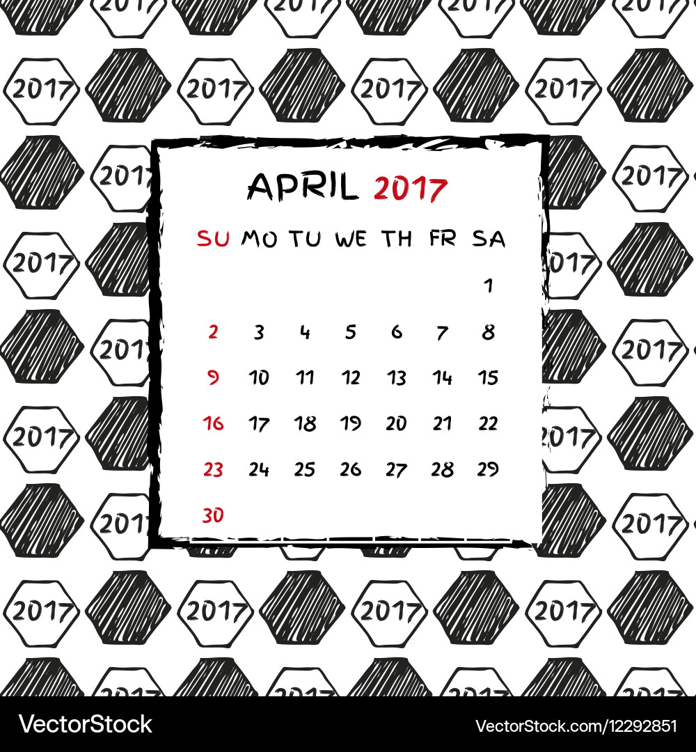 English calendar 2017 Vector Image