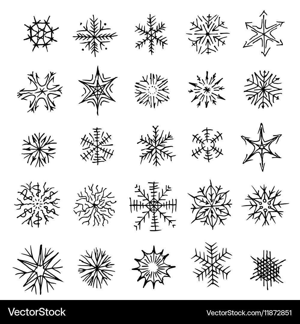 Hand-Drawn Snowflake Collection Vector Image