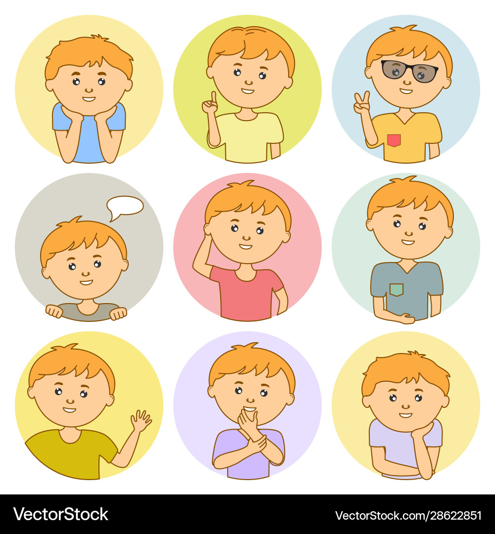 Happy boy laughing in a circular window Vector Image
