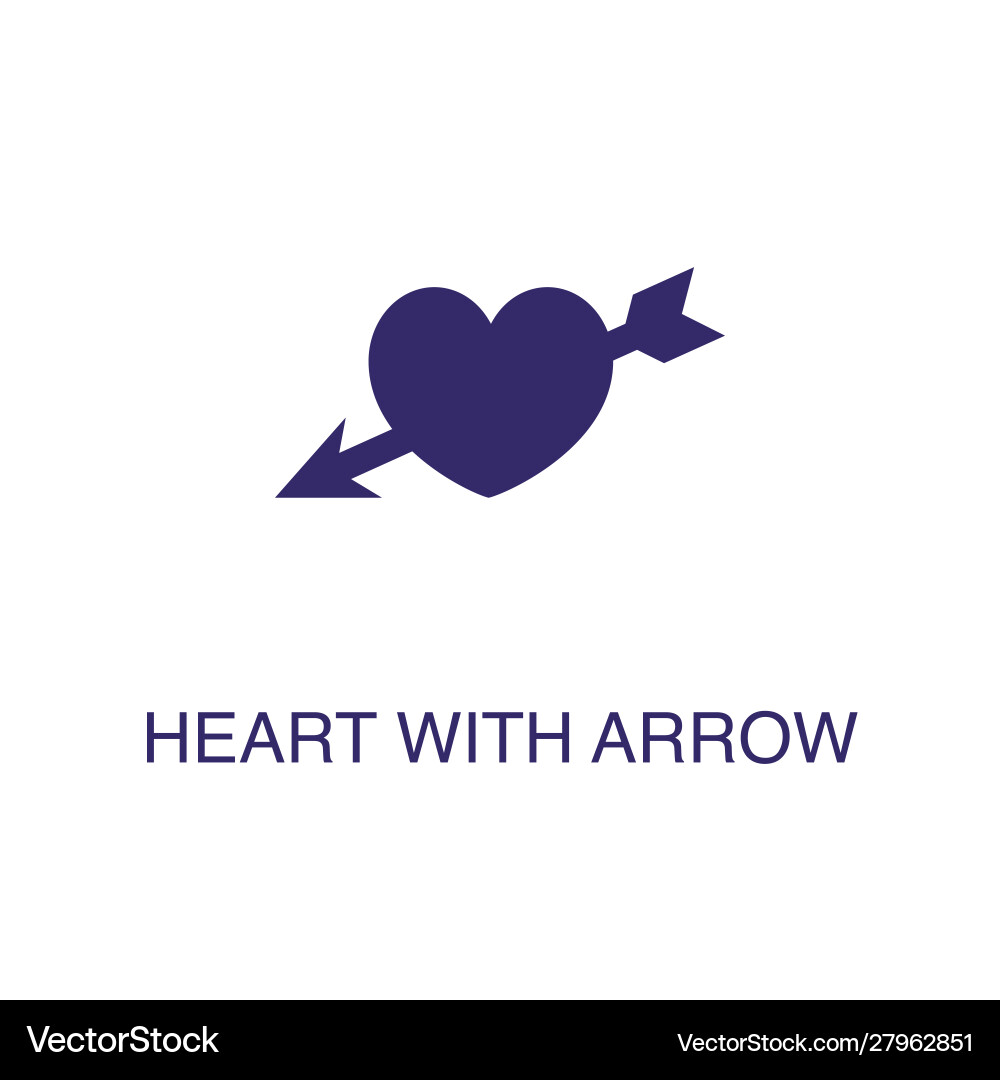 Heart with arrow element in flat simple style vector image