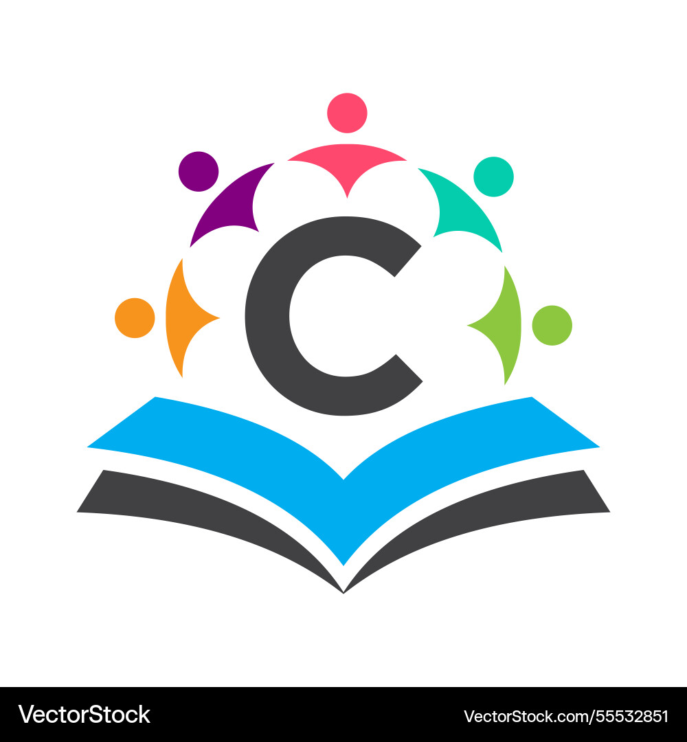 Initial unity logo on letter c concept with book Vector Image