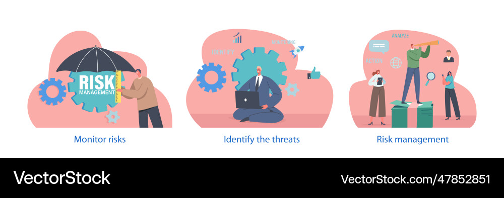 Isolated elements with characters perform risk Isolated elements with characters perform risk vector image