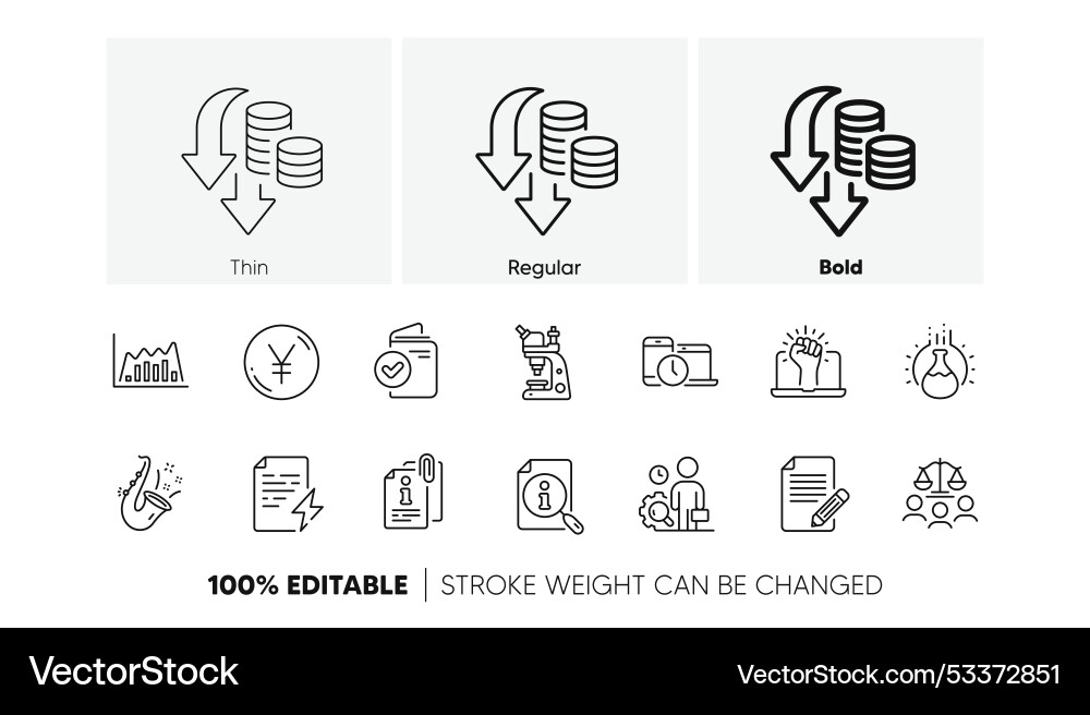 Jazz verification document and inspect line icons Jazz verification document and inspect line icons vector image