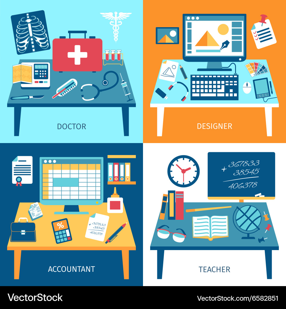 Office & Workspace Concepts Vector Image