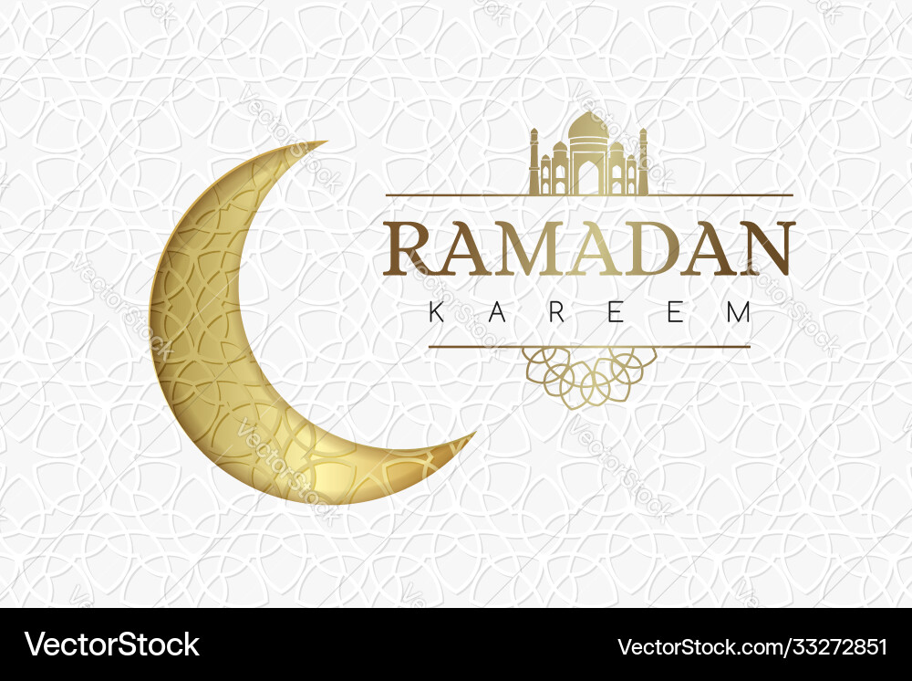 Ramadan background with golden moon and geometric Vector Image