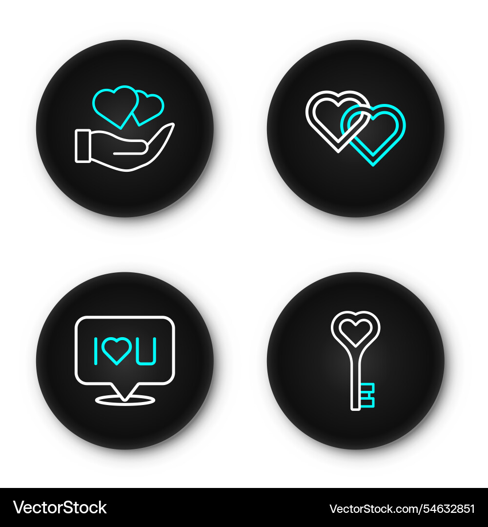 Set line key in heart shape speech bubble text i Set line key in heart shape speech bubble text i vector image