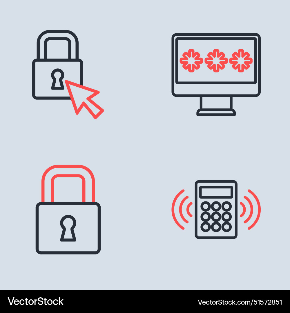 Set line monitor with password lock security Set line monitor with password lock security vector image