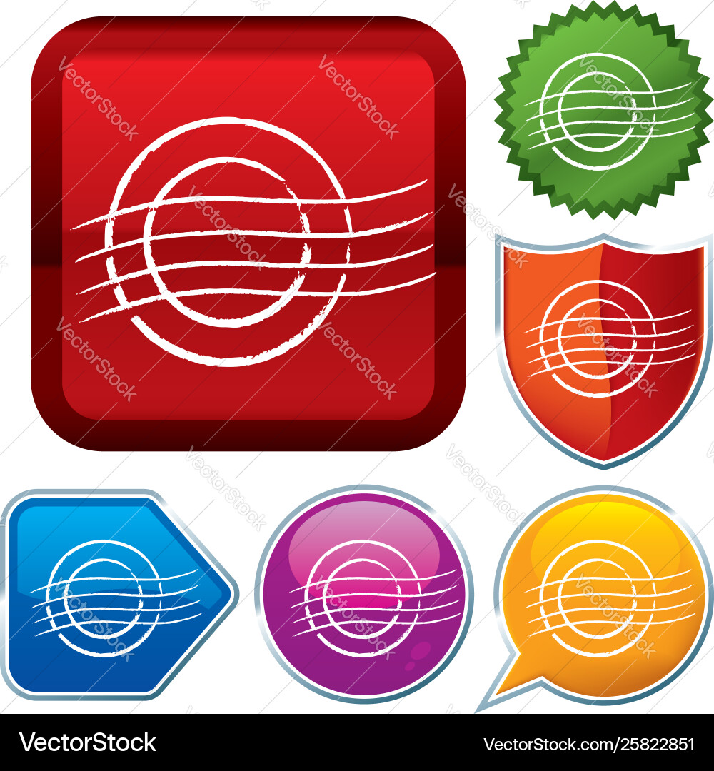 Set shiny icon series on buttons stamp Vector Image