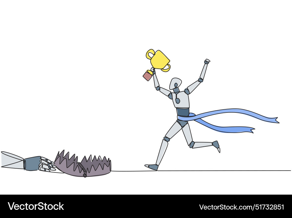 Single continuous line drawing smart robot Single continuous line drawing smart robot Vector Image