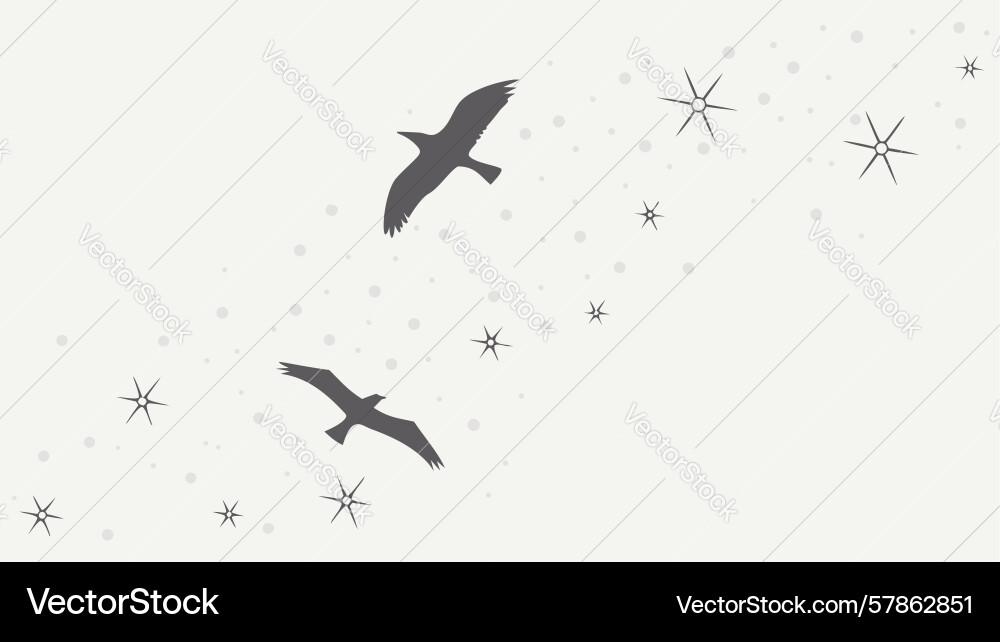 Two birds in flight with subtle dots design Vector Image