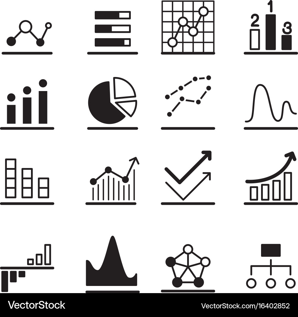 Analytic graph icon set vector image