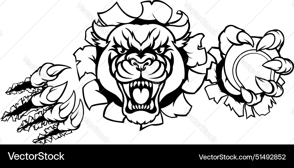 Black panther tennis mascot breaking background Black panther tennis mascot breaking background vector image