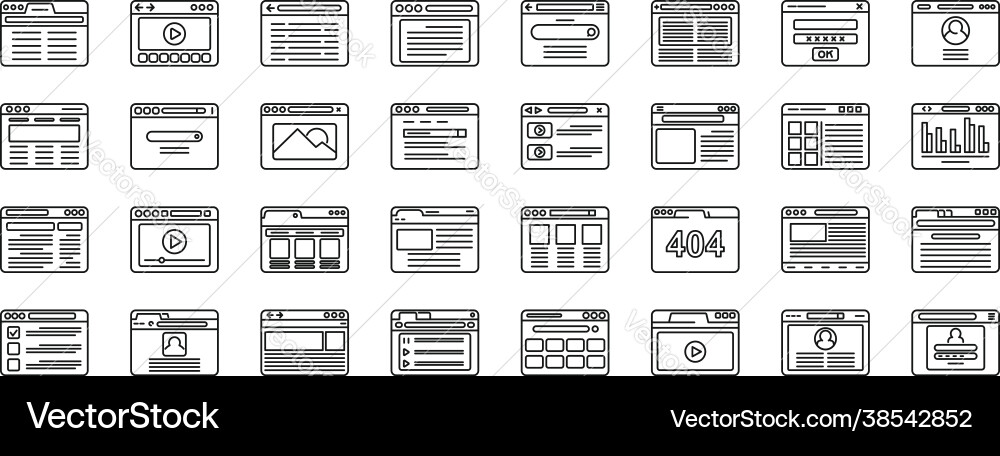 Browser Icon Set - Window & Web Vector Image