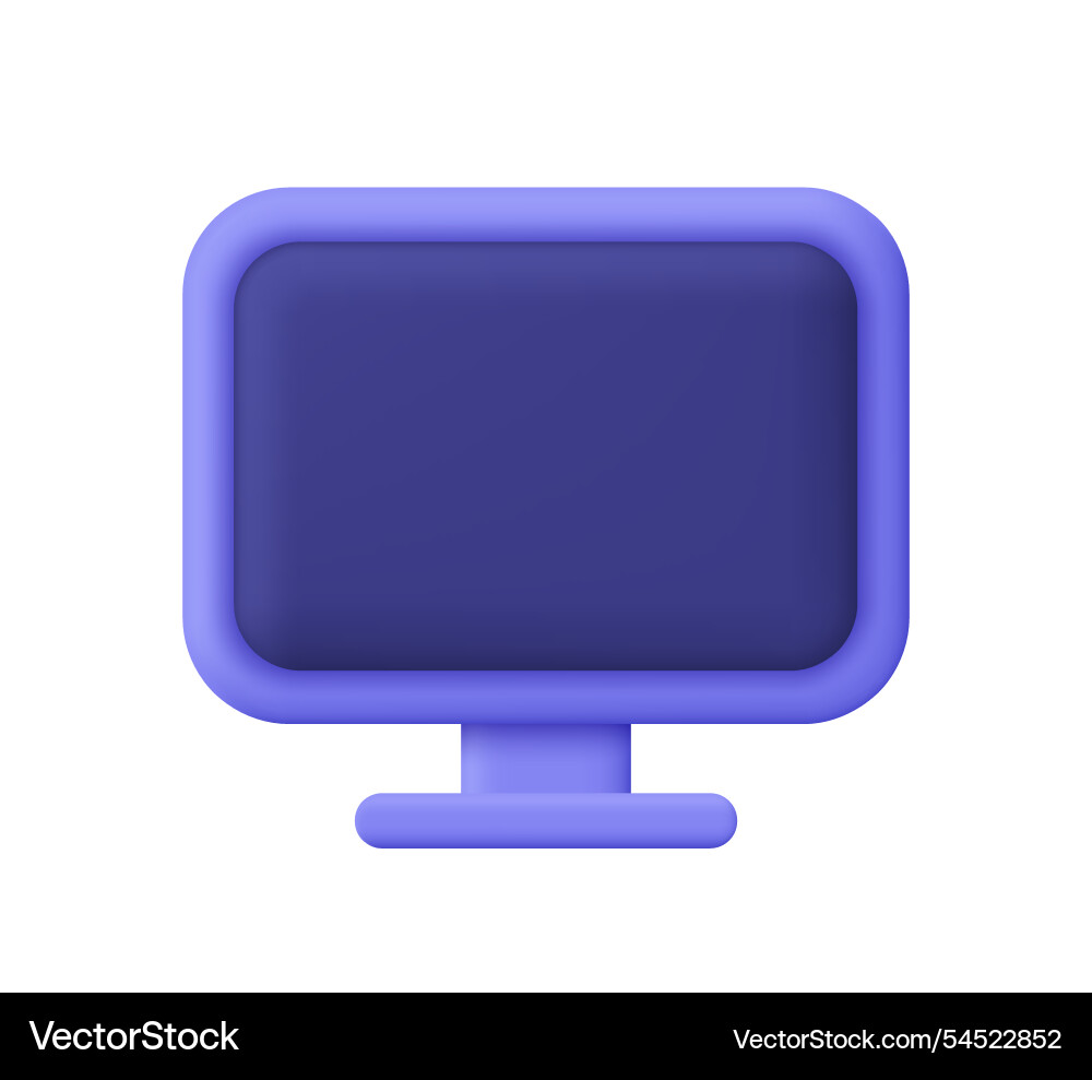 Computer monitor pc desktop display 3d icon vector image