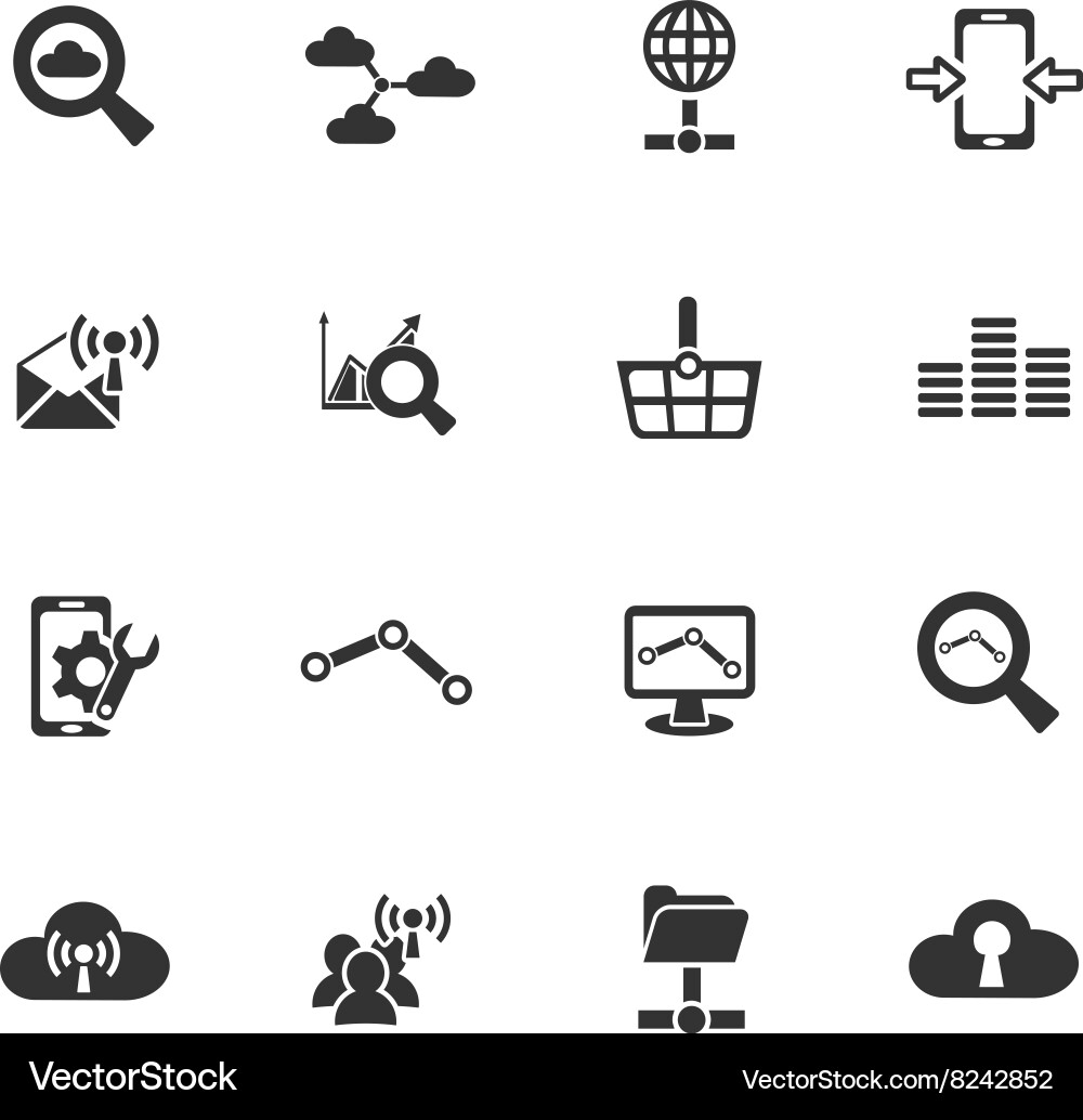 Data analytic and social network icon set Vector Image