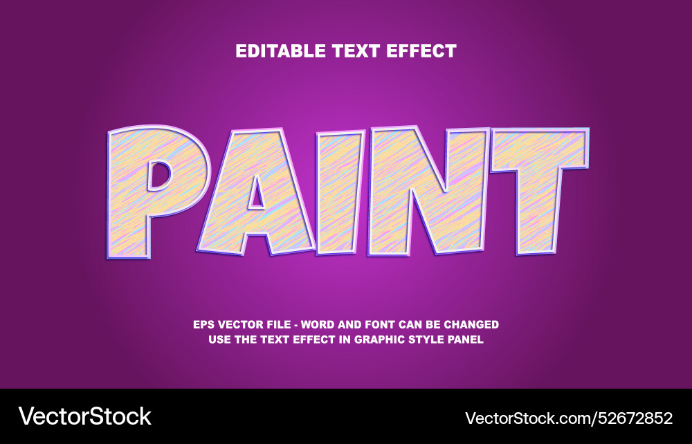 Editable text effect paint 3d template vector image