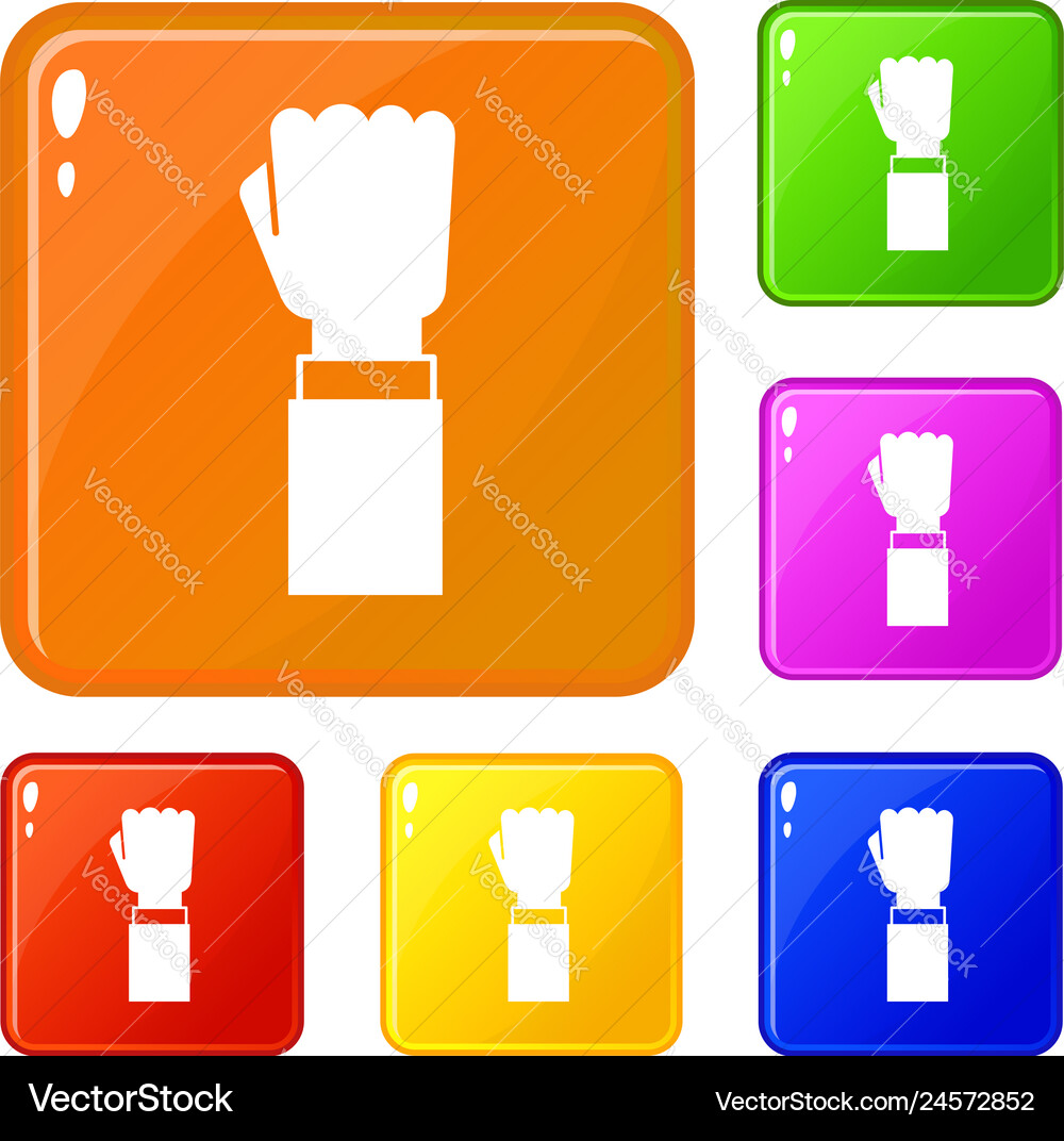 Fist up demonstration icons set color Fist up demonstration icons set color Vector Image