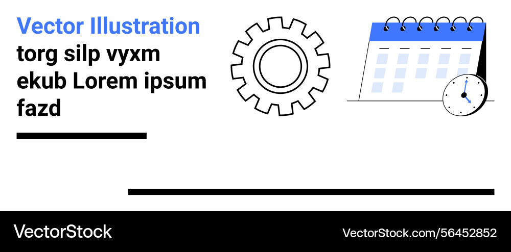 Gear calendar and clock representing time Gear calendar and clock representing time vector image