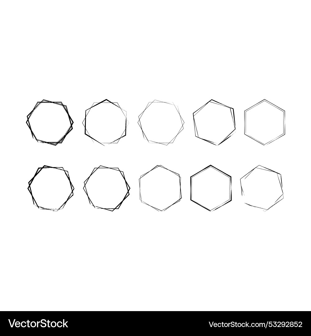 Hexagon grunge texture element frame border shape Hexagon grunge texture element frame border shape vector image