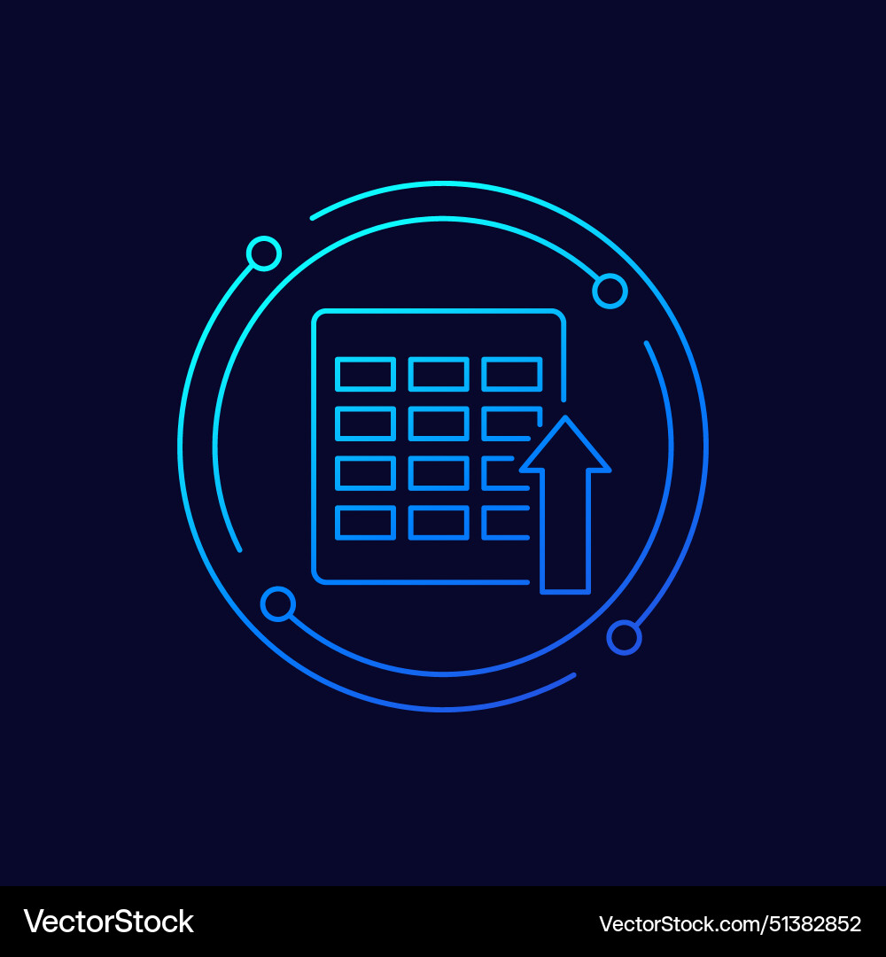 Import icon with a spreadsheet linear design Vector Image