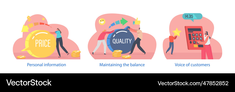Isolated elements with characters perform price vs Isolated elements with characters perform price vs Vector Image
