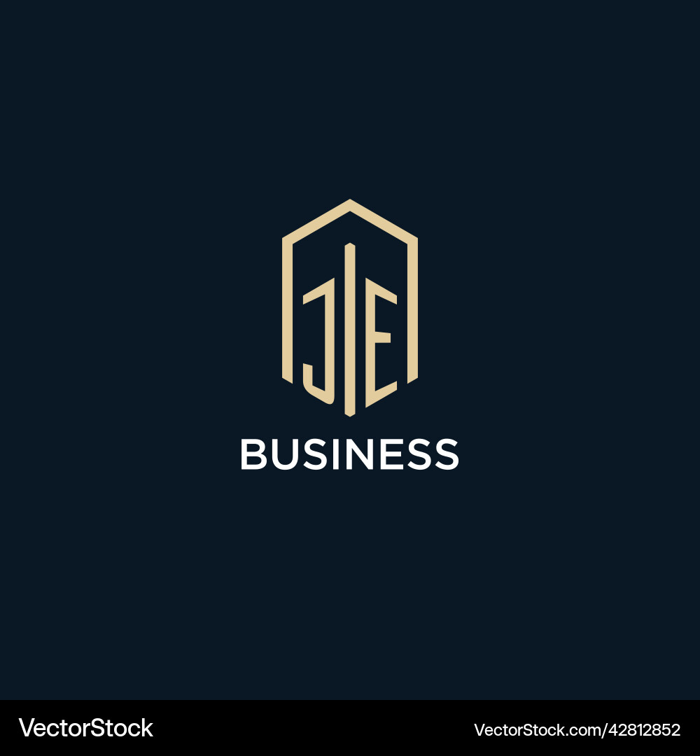 Je initial monogram logo with hexagonal shape vector image