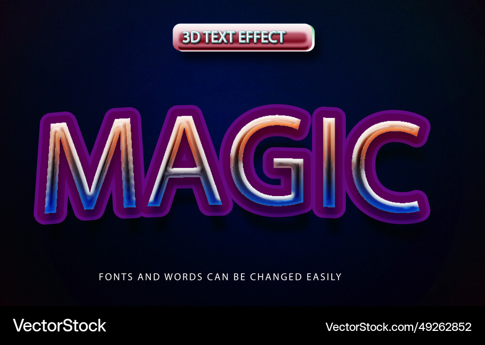 Magic 3d editable text effect style Magic 3d editable text effect style Vector Image