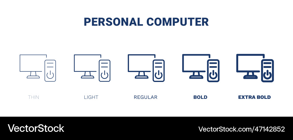 Personal computer icon thin light regular bold Personal computer icon thin light regular bold vector image