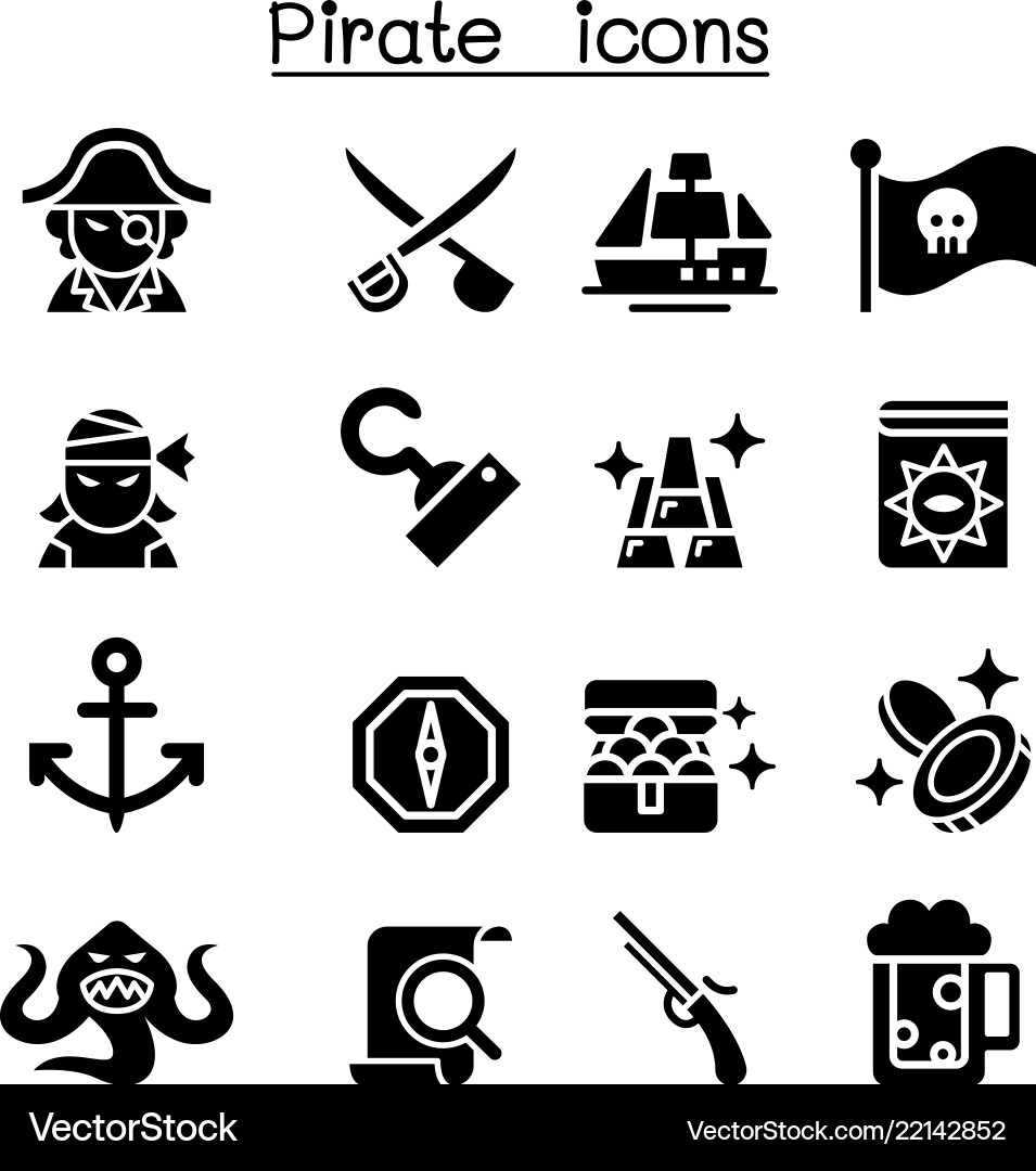 Pirate Icon Set - Nautical Theme vector image