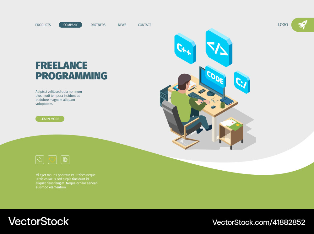 Programmer working landing designer or artist Programmer working landing designer or artist vector image