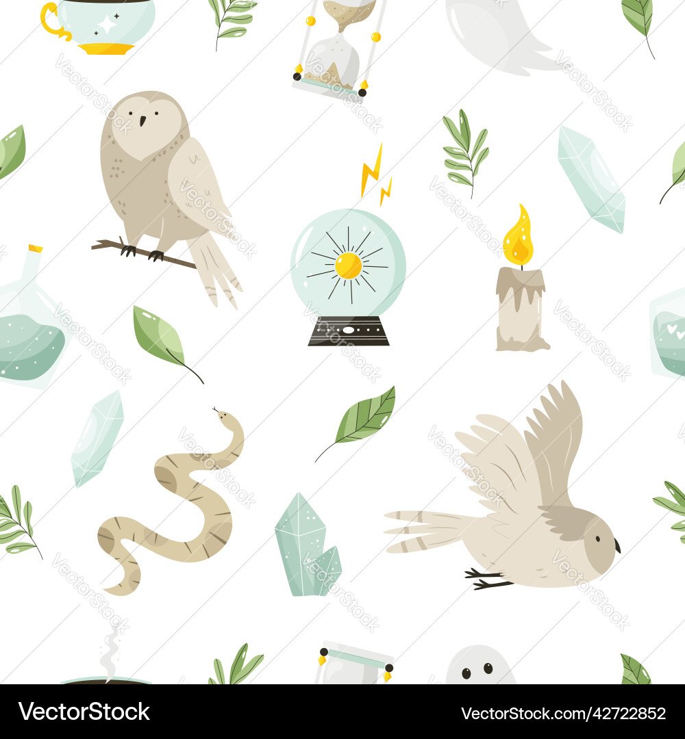 Seamless pattern with magic items symbols Seamless pattern with magic items symbols vector image