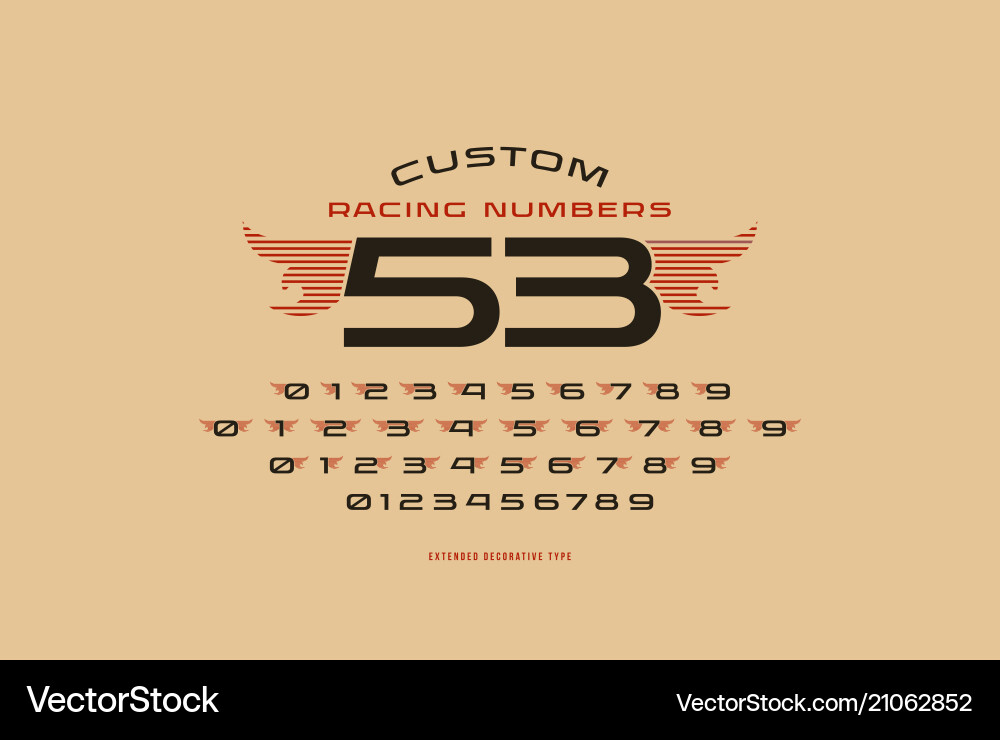 Set of initial numbers in racing style Set of initial numbers in racing style vector image