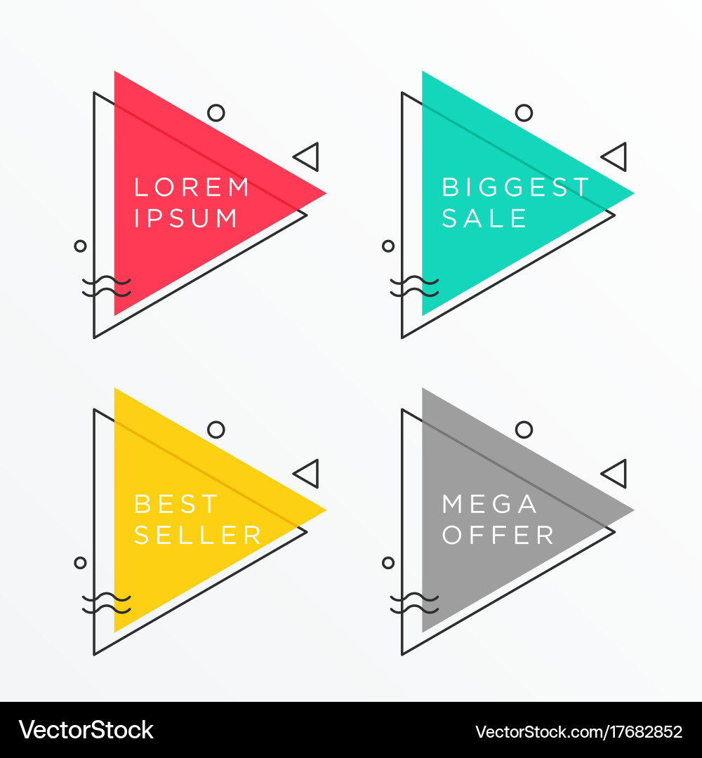 Set of triangle shape banner design with text Vector Image
