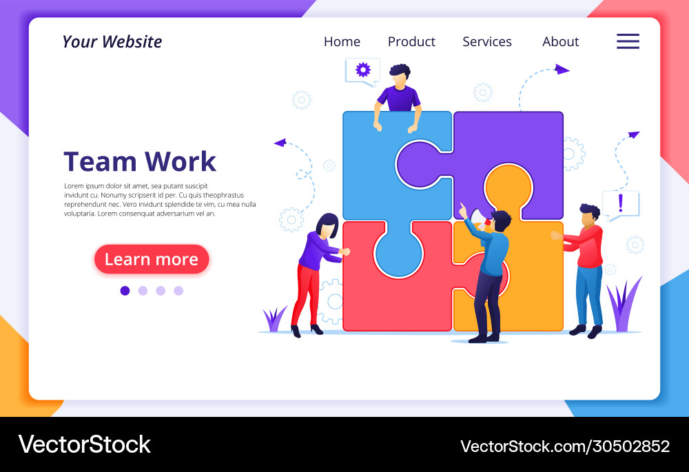 Team work concept people connecting piece puzzle Team work concept people connecting piece puzzle vector image