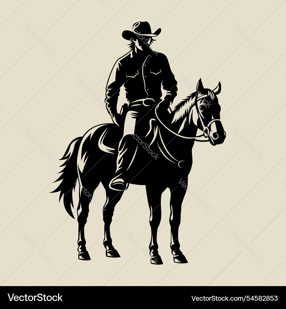 Cowboy man sitting on horse Cowboy man sitting on horse vector image