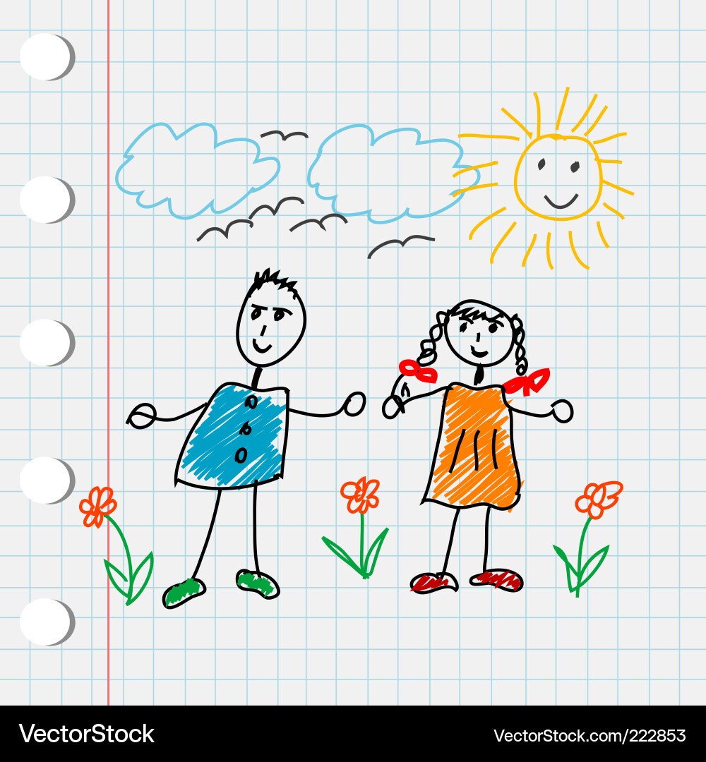 Cute Cartoon Children Doodle Vector Image