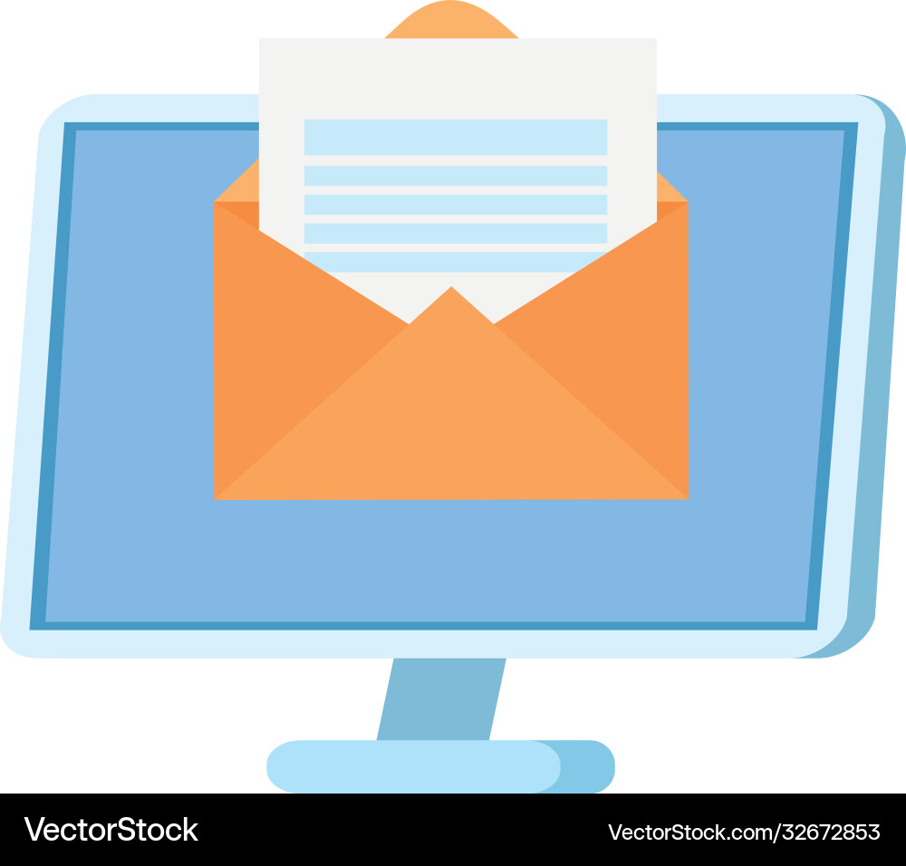 Envelope message in front computer Envelope message in front computer Vector Image