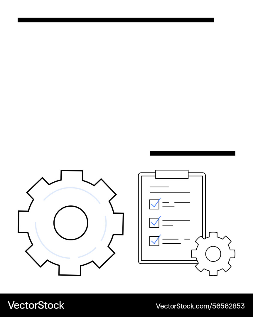 Gear and checklist representing workflow task Gear and checklist representing workflow task vector image