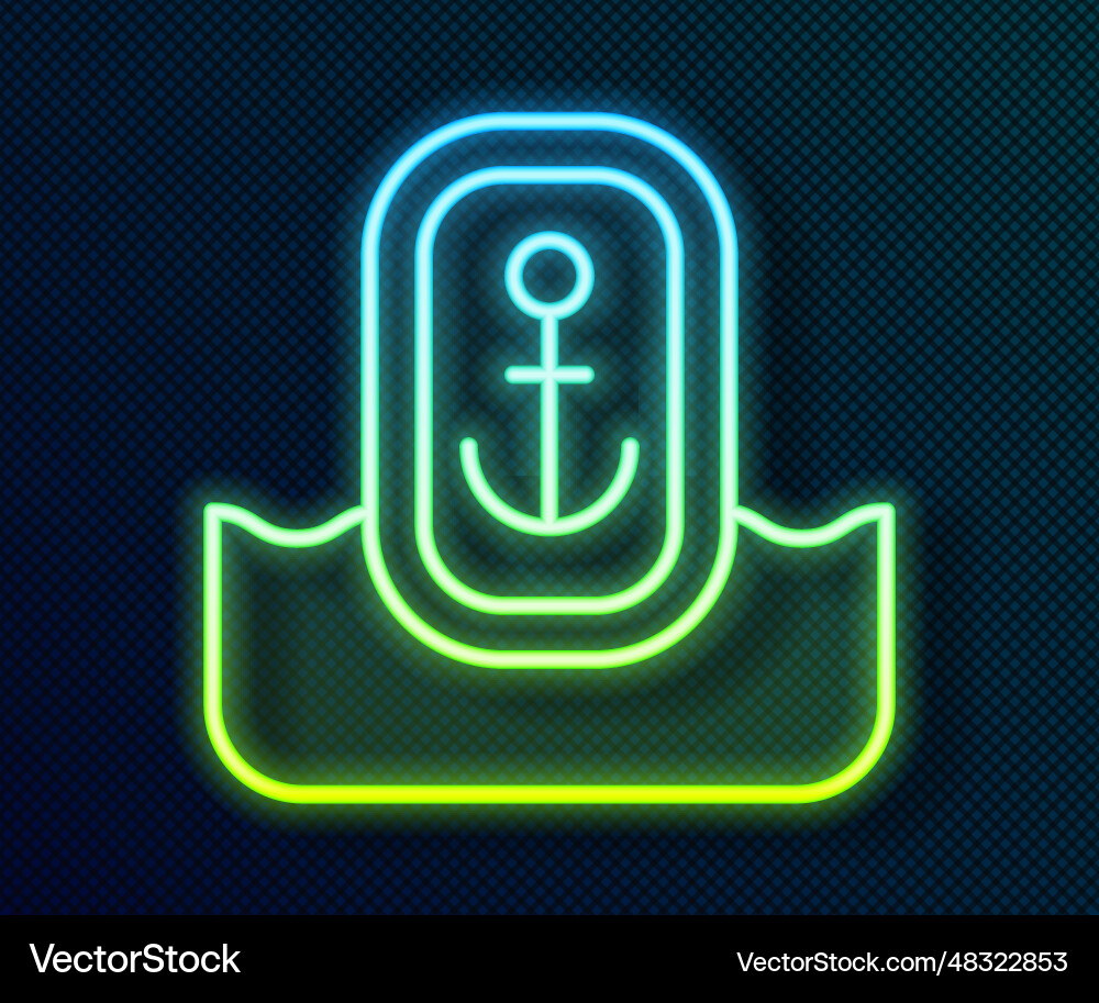 Glowing neon line map pointer with anchor icon Vector Image