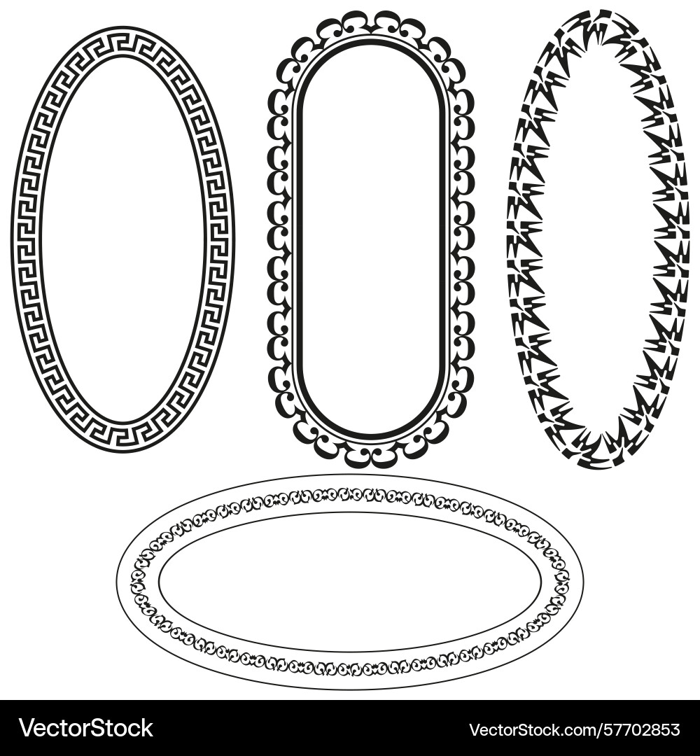 Grey chain frames subtle oval borders minimal Grey chain frames subtle oval borders minimal vector image