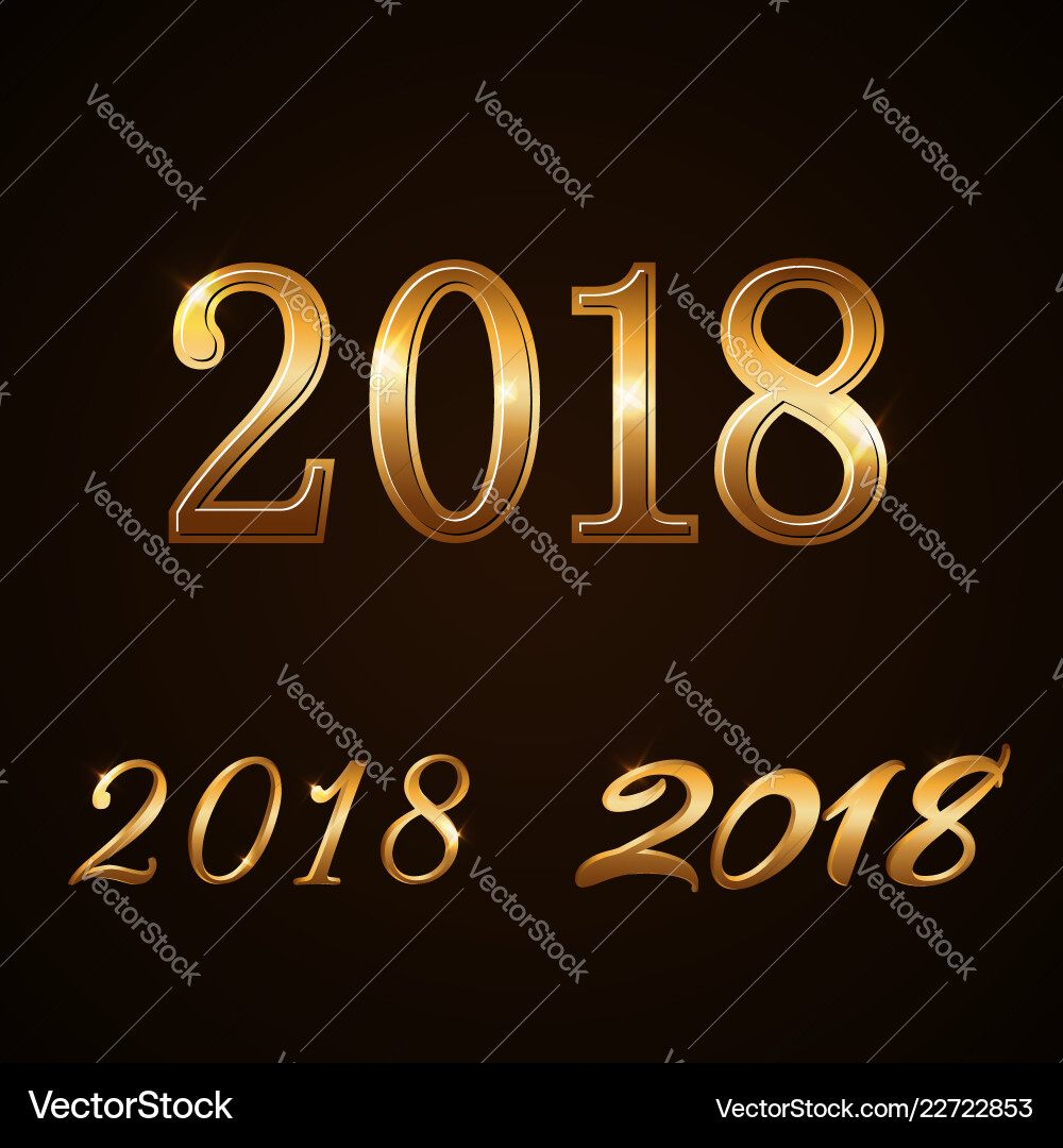 Happy new year background gold 2018 Happy new year background gold 2018 vector image