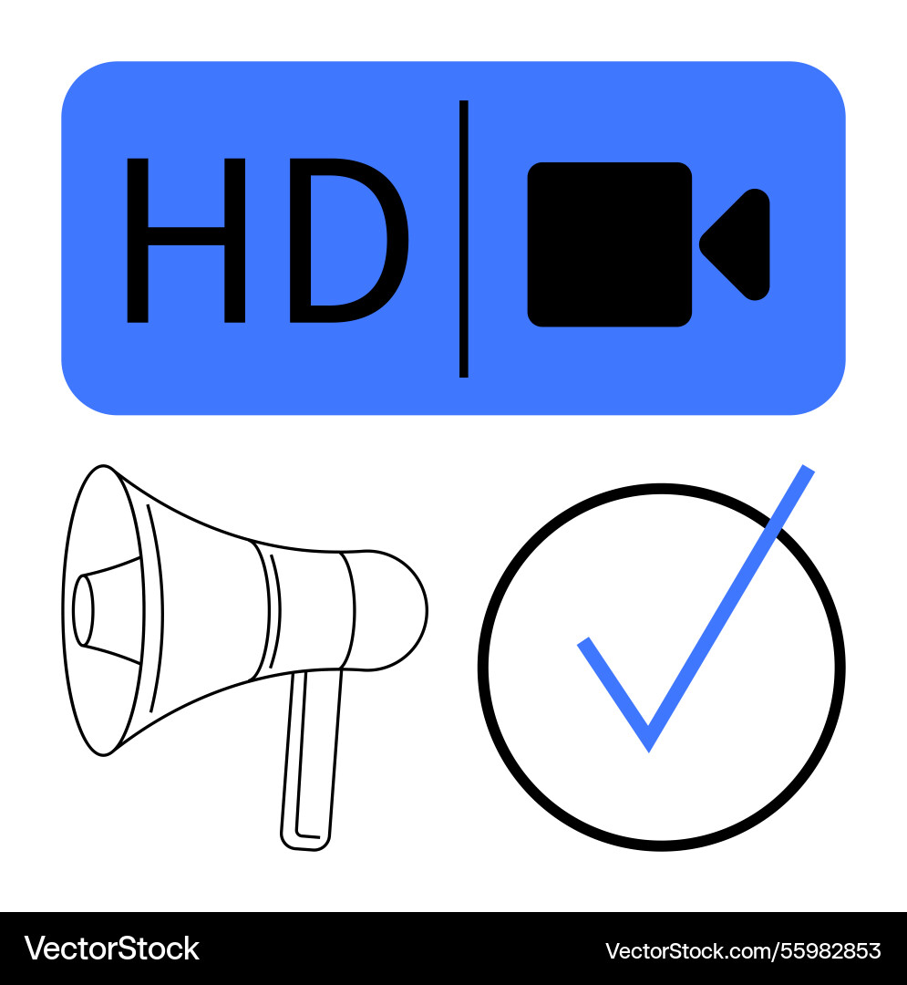 High-definition video quality with communication Vector Image