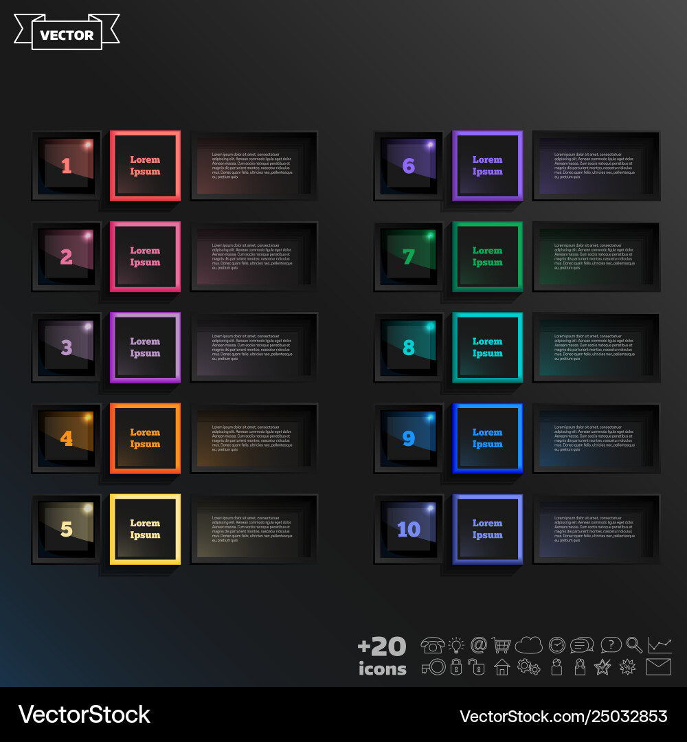 Infographic design list with colorful square Infographic design list with colorful square vector image